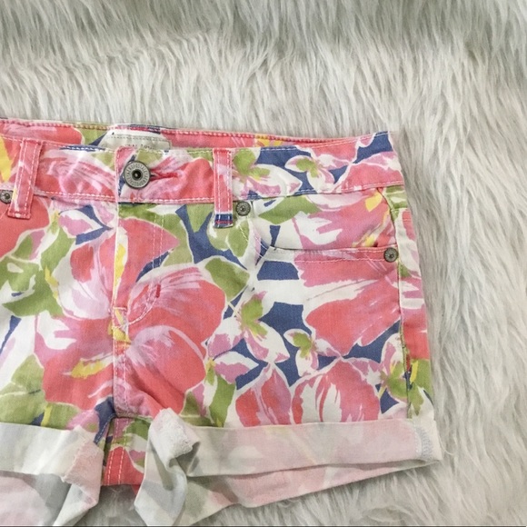 Aeropostale summer tropical denim summer beach short shorts 3/4 - Picture 3 of 6